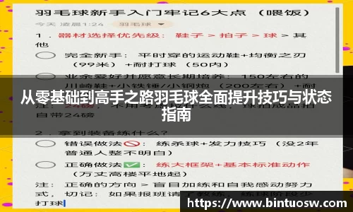 从零基础到高手之路羽毛球全面提升技巧与状态指南